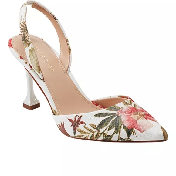 Marc Fisher Floral Print Slingback Heels - Picture 1 of 13